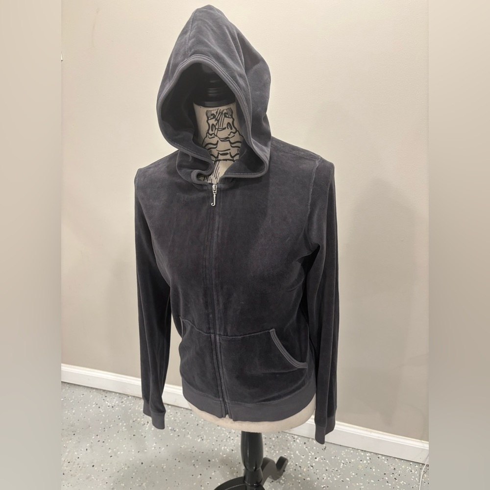 Juicy Couture Charcoal Gray J-Zipper Hoodie, Women’s Size XL, Preowned